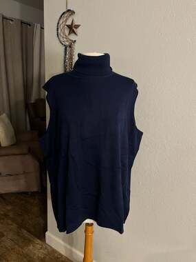Joan Rivers Sleeveless Turtleneck Sweater, Navy Blue, Women's Size 3X